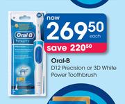 Oral-B D12 Precision Or 3D White Power Toothbrush-Each
