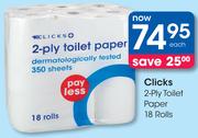 Clicks 2 Ply Toilet Paper 18 Rolls-Each