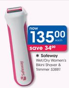 Safeway Wet/Dry Women's Bikini Shaver & Trimmer S3881