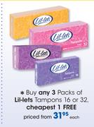 Lil-Lets Tampons 16 Or 32-Each