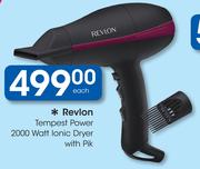 Revlon Tempest Power 2000 Watt Ionic Dryer With Pik