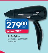 BaByliss Compact 2000 Watt Hairdryer