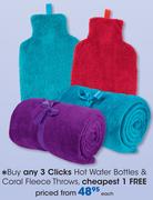Clicks Hot Water Bottles & Coral Fleece Throws-Each