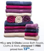 Clicks Loose Bath Towels, Cloths & Mats-Each