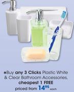 Clicks Plastic White & Clear Bathroom Accessories-Each