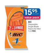 Bic Disposable Single Blade Razors for Men-7 + 3 Free-Per Pack
