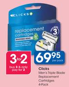 Clicks Men's Triple Blade Replacement Cartridges-4-Pack-Per Pack