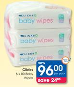 Clicks 6x80 Baby Wipes-Per Pack