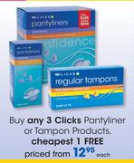 Clicks Pantyliner Or Tampon Products Each