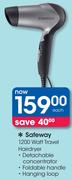 Safeway 1200 Watt Travel Hairdryer