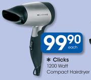 Clicks 1200 Watt Compact Hairdryer