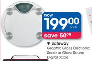 Safeway Graphic Glass Electronic Scale Or Glass Round Digital Scale-Each