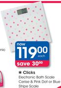 Clicks Electronic Bath Scale Cerise & Pink Dot Or Blue Stripe Scale-Each