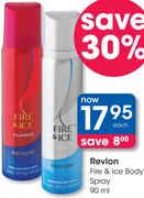 Revlon Fire & Ice Body Spray-90ml Each