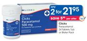 Clicks Paracetamol 24 Tablets, Tub Or Blister Pack-2's Pack