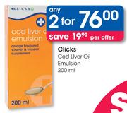  Clicks Cod Liver Oil Emulsion-2 x 200ml