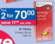 Clicks Energy Syrup-2x200ml