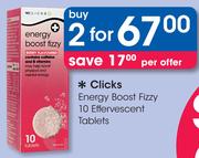 Clicks Energy Boost Fizzy 10 Effervescent Tablets-For 2