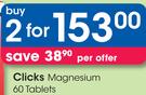 Clicks Magnesium 60 Tablets-For 2