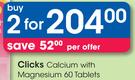 Clicks Calcium With Magnesium 60 Tablets-For 2