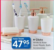 Clicks White & Rose Gold Plastic Bath Accessories-Each