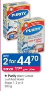 Purity Baby Cereal (Just Add Water) Stage 1,2 or 3-2 x 200g