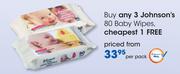 Johnson's 80 Baby Wipes-Per Pack