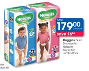 Huggies Gold Disposable Nappies Boy or Girl Jumbo Pack-Per Pack