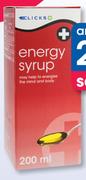 Clicks Energy Syrup-2x200ml