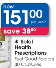 Solal Health Prescriptions Feel Good Factors 30 Capsules-per Pack