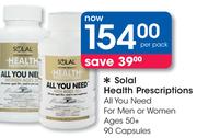 Solal Health Prescriptions All You Need For Men Or Women Ages 50+ 90 Capsules-Per Pack