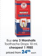 Marshalls Toothache Drops-10ml Each