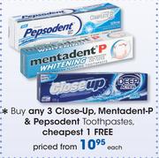 Close-Up,Mentadent-P & Pepsodent Toothpastes-Each