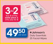 Johnson's Daily Essentials 25 Facial Wipes-Per Pack