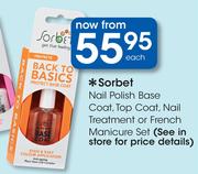 Sorbet Nail Polish Base Coat,Top Coat,Nail Treatment Or French Manicure Set-Each
