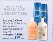 Clicks Skincare Collection Luxury Bady Washes-400ml & 750ml Each
