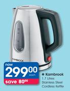 Kambrook 1.7Ltr Stainless Steel Cordless Kettle