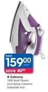 Safeway 1800 Watt Steam and Spray Ceramic Soleplate Iron