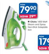 Clicks 1400 Watt Steam and Spray Non-Stick Soleplate Iron