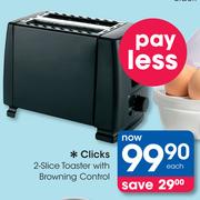 Clicks 2-Slice Toaster with Browning Control-Each