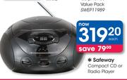 Safeway Compact CD or Radio Player-Each