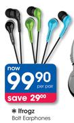 Ifrogz Bolt Earphones-Per Pair