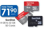 SanDisk 8 GB to 32 GB SD Cards-Each