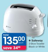 Safeway 2-Slice Toaster Black or White-Each