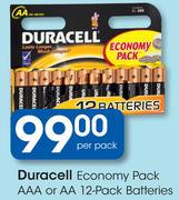 Duracell Economy Pack AAA Or AA 12 Pack Batteries-Per Pack