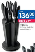 Clicks 7 Piece Knife Set With PP Block-Per Set