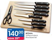 Clicks 10 Piece Knife & Pine Board Set-Per Set