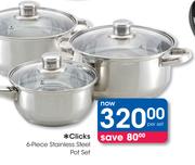 Clicks 6 Piece Stainless Steel Pot Set-Per Set