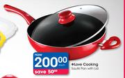 Love Cooking Saute Pan With Lid-Each
