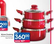 Love Cooking 6 Piece Aluminium Red Pot Set-Per Set